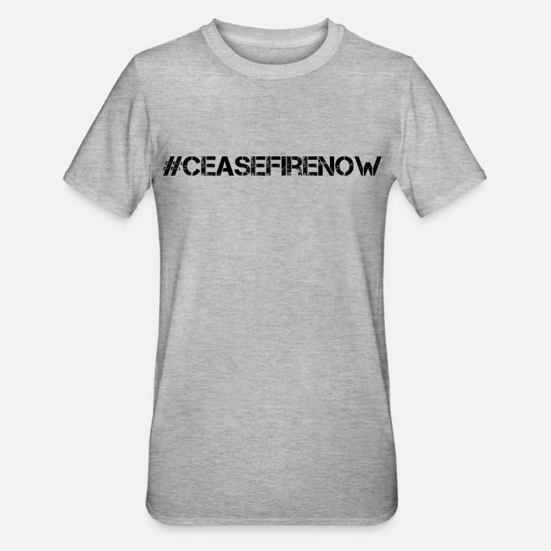 Cessez le feu maintenant - T-shirt polycoton Unisexe - gris chiné