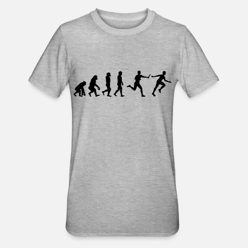 Staffellauf Athlet Leichtathletik Evolution - Unisex Polycotton T-Shirt - Grau meliert