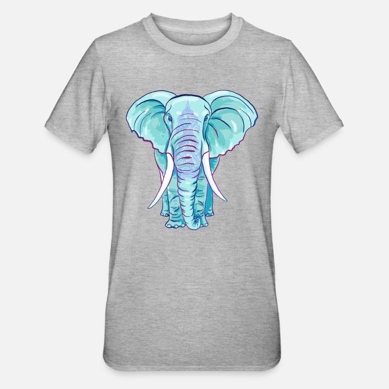 Der blaue Elefant - Unisex Polycotton T-Shirt - Grau meliert