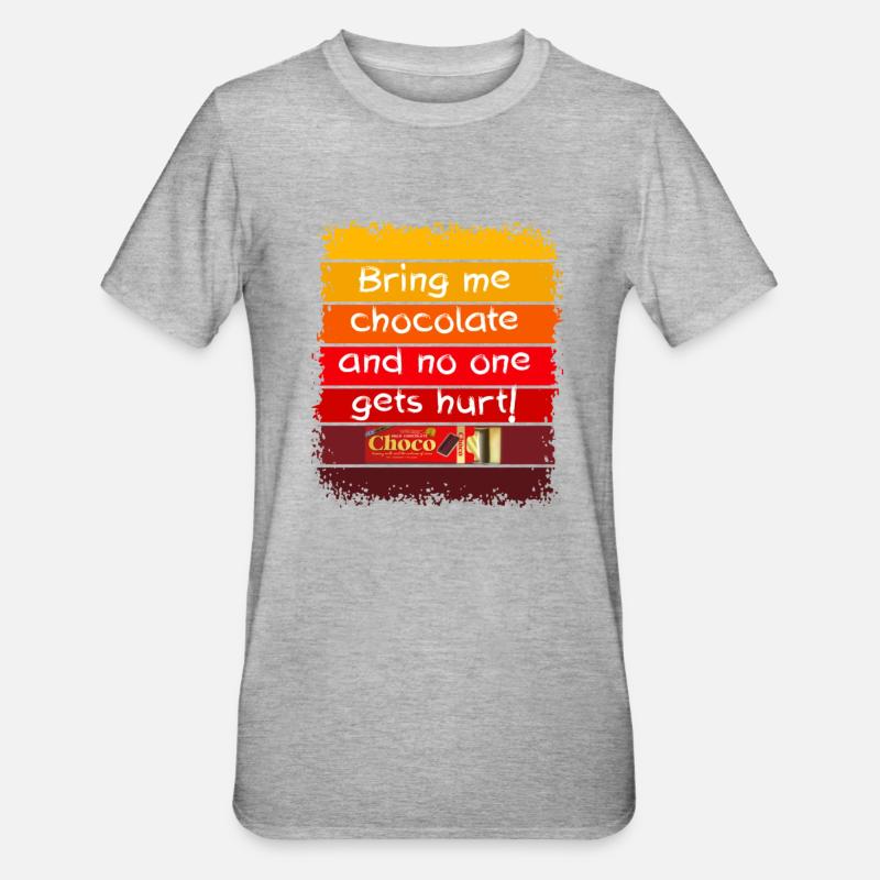 Bring mir Schokolade - Unisex Polycotton T-Shirt - Grau meliert