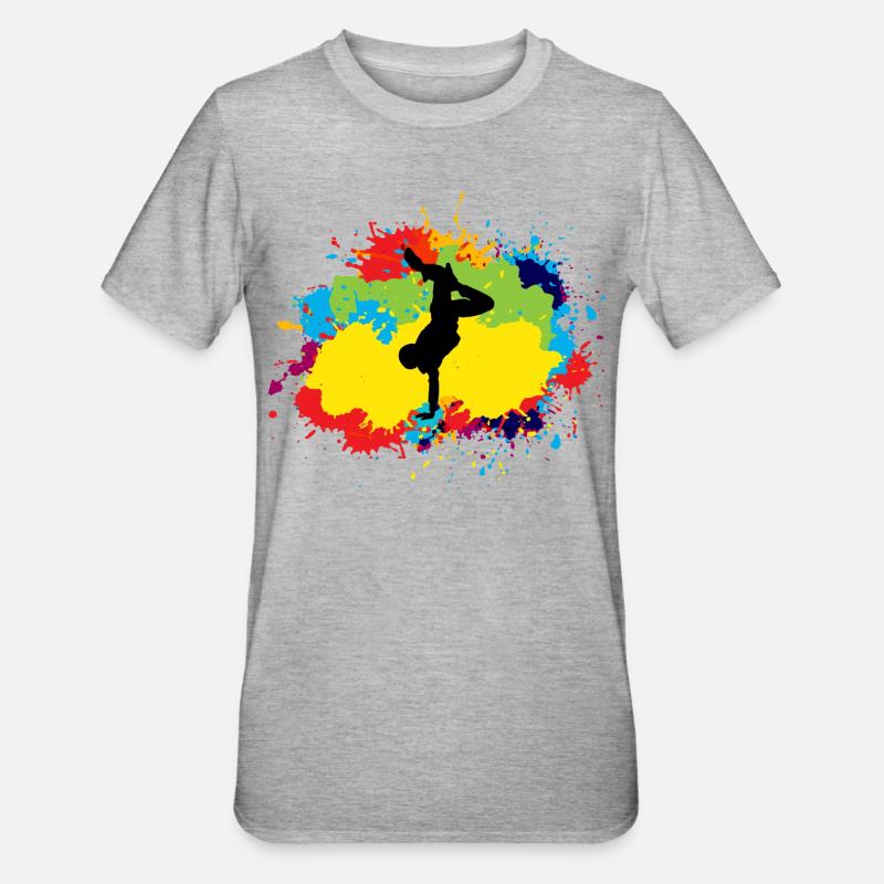 Breakdance Breakdancing Break-dancer Aquarelle - T-shirt polycoton Unisexe - gris chiné