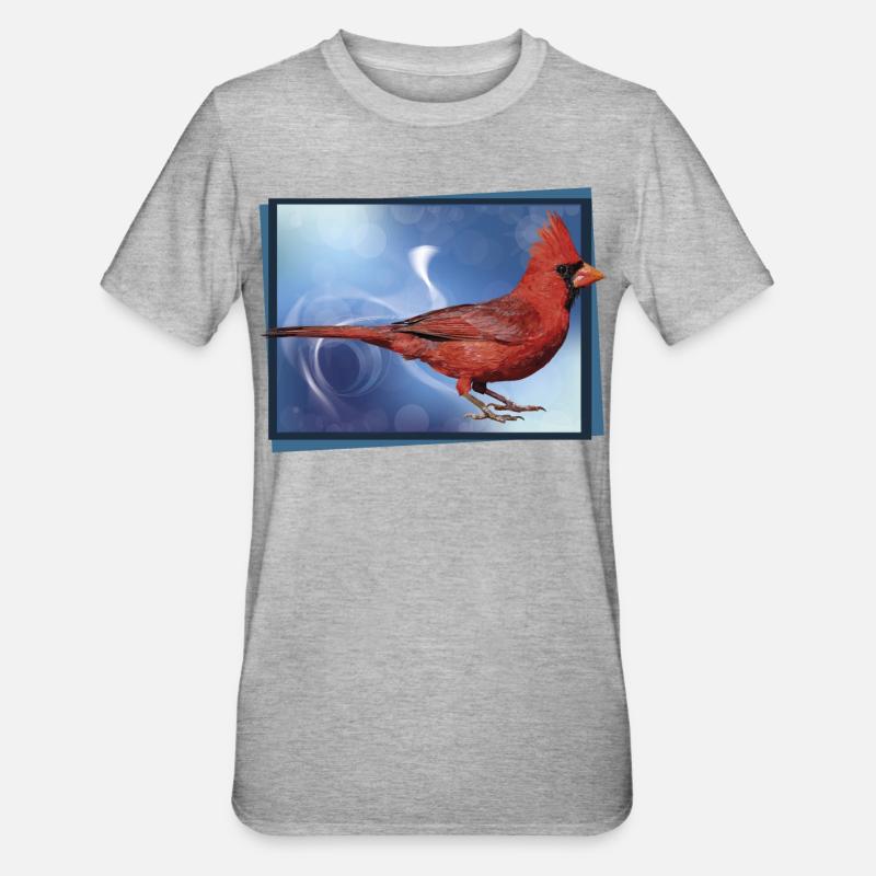 Der nördliche Kardinal - Unisex Polycotton T-Shirt - Grau meliert