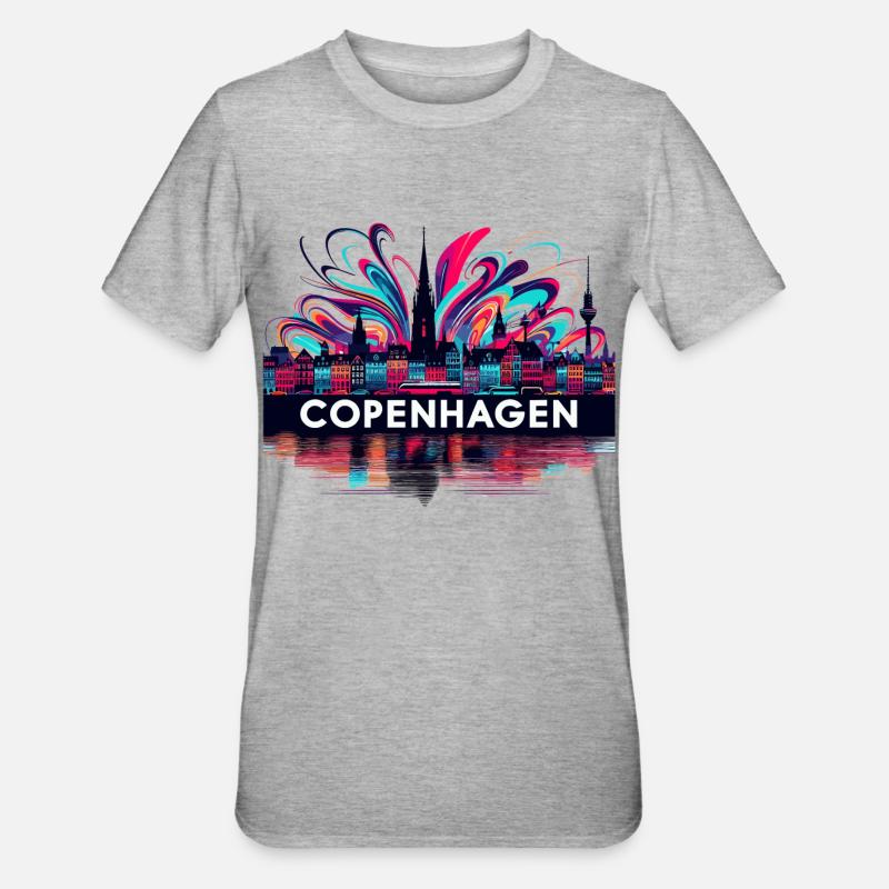 Copenhague Capitale Danemark Cadeau - T-shirt polycoton Unisexe - gris chiné
