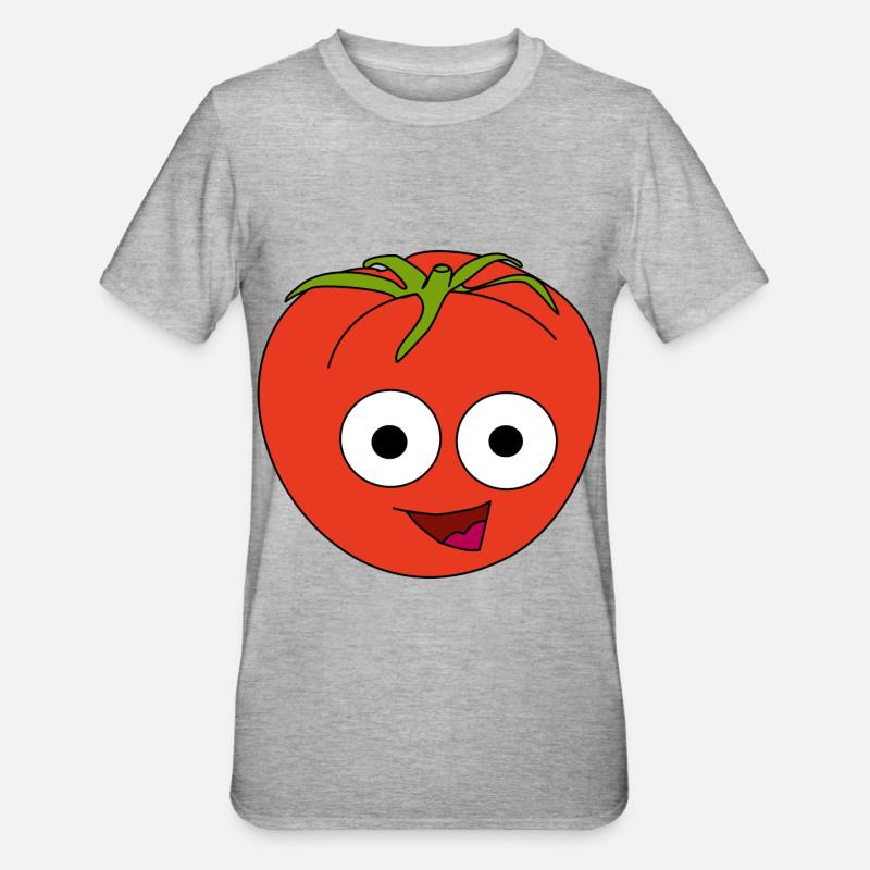 Tomate avec visage - T-shirt polycoton Unisexe - gris chiné