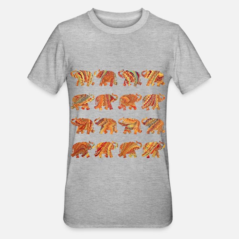 12 éléphants e 22 - T-shirt polycoton Unisexe - gris chiné