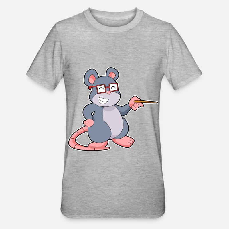 Maus Lehrer Pointer - Unisex Polycotton T-Shirt - Grau meliert