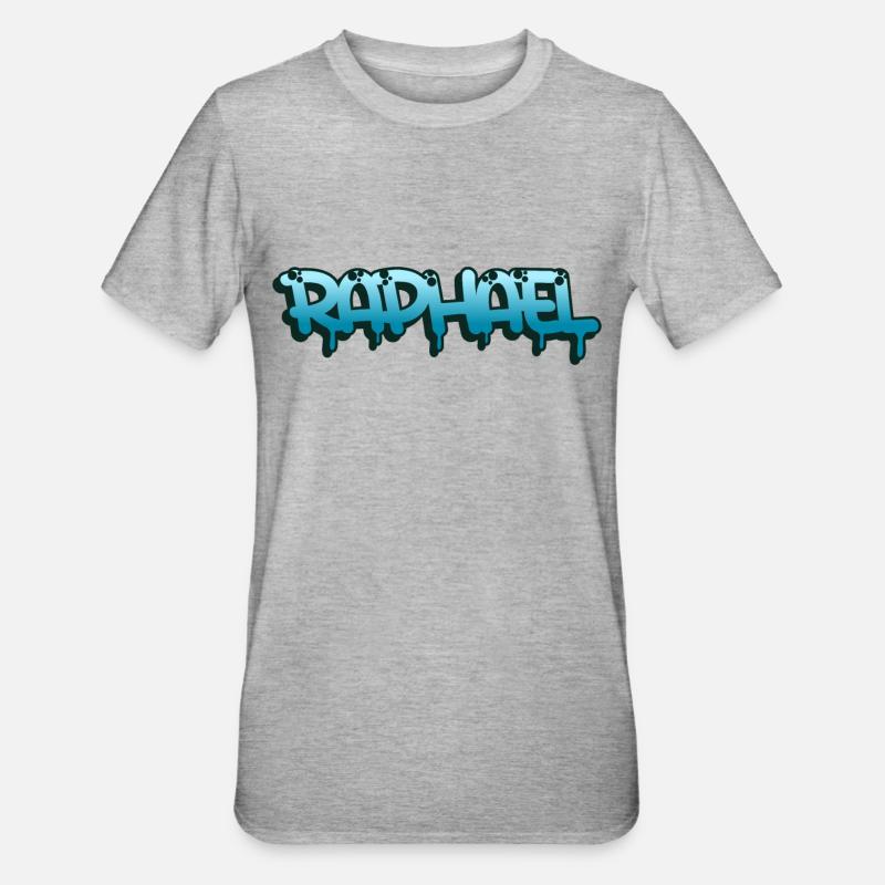 Graffiti prénom Raphael - T-shirt polycoton Unisexe - gris chiné