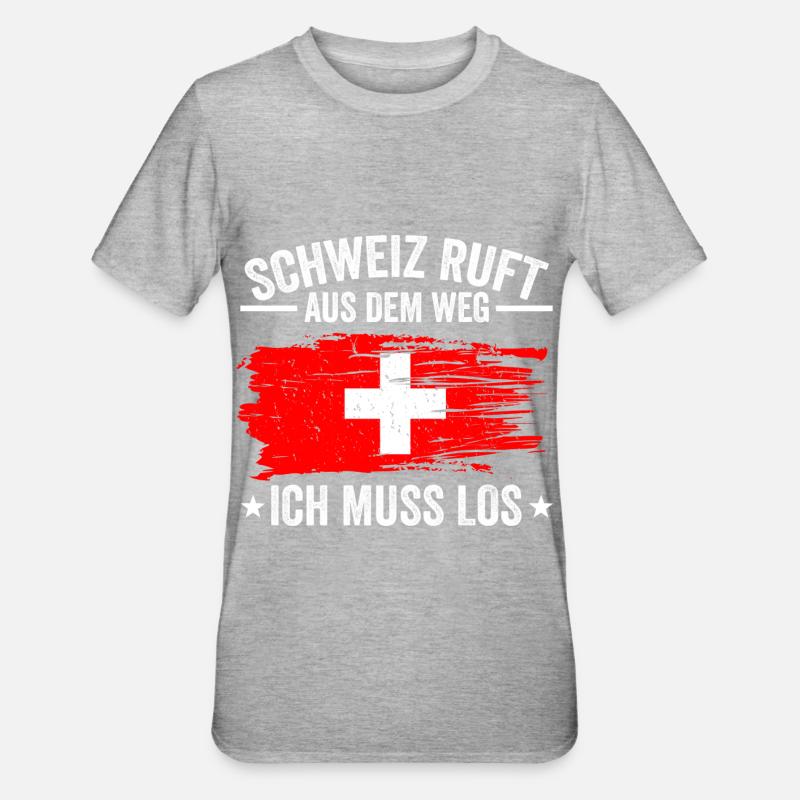 Schweizer Schweiz Geschenk - Unisex Polycotton T-Shirt - Grau meliert