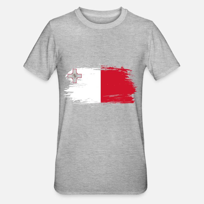 Drapeau de Malte - T-shirt polycoton Unisexe - gris chiné