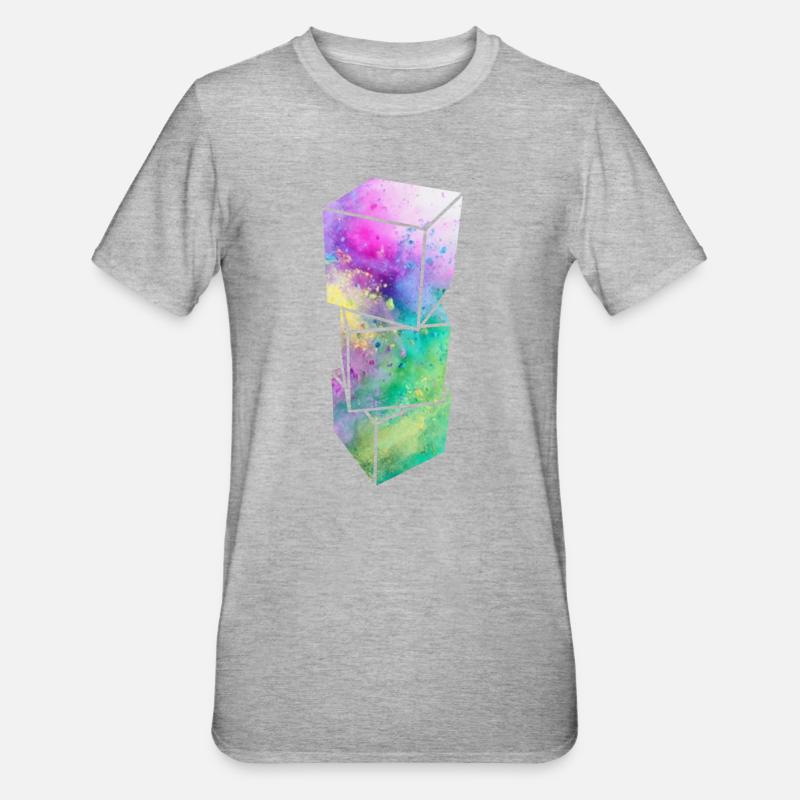 Cube 3D - T-shirt polycoton Unisexe - gris chiné