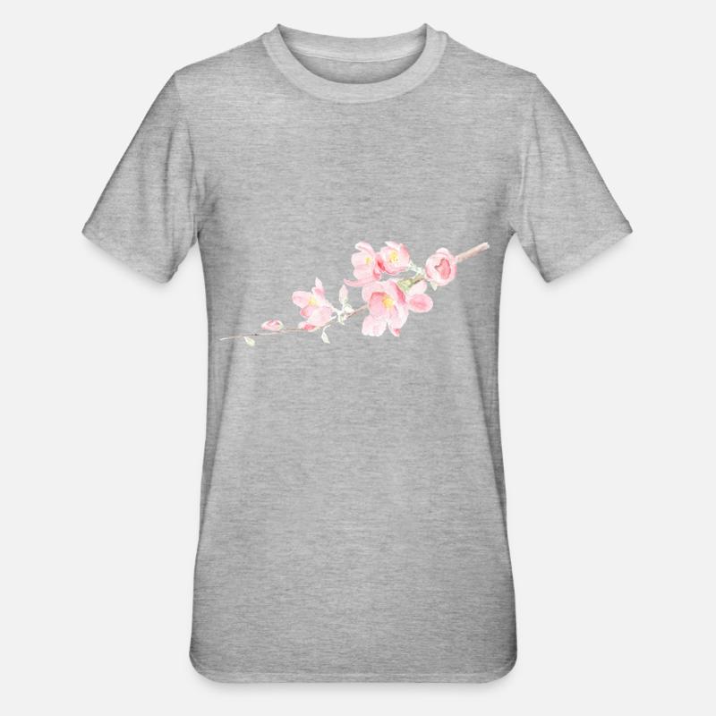 Fleur de cerisier - Sakura - T-shirt polycoton Unisexe - gris chiné