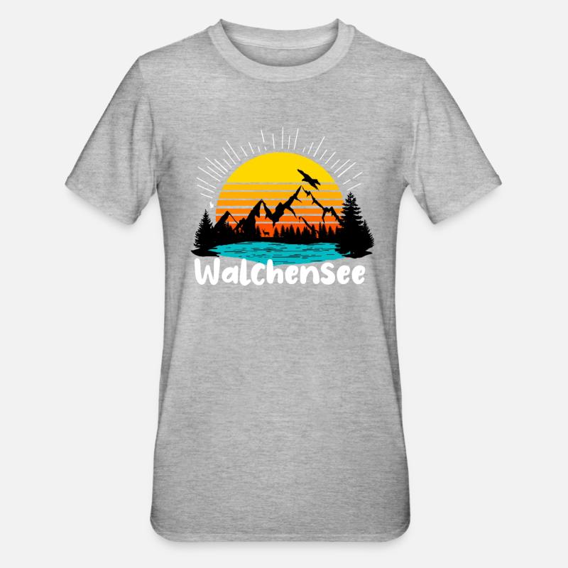 Walchensee - Unisex Polycotton T-Shirt - Grau meliert