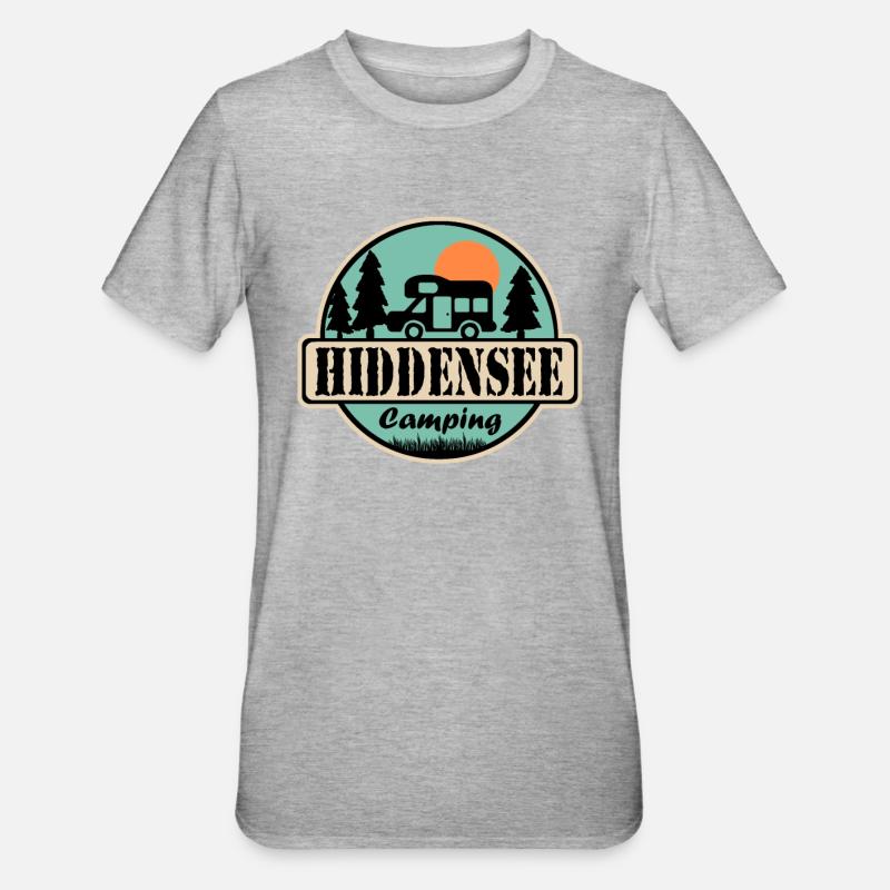 Hiddensee Camping - Unisex Polycotton T-Shirt - Grau meliert