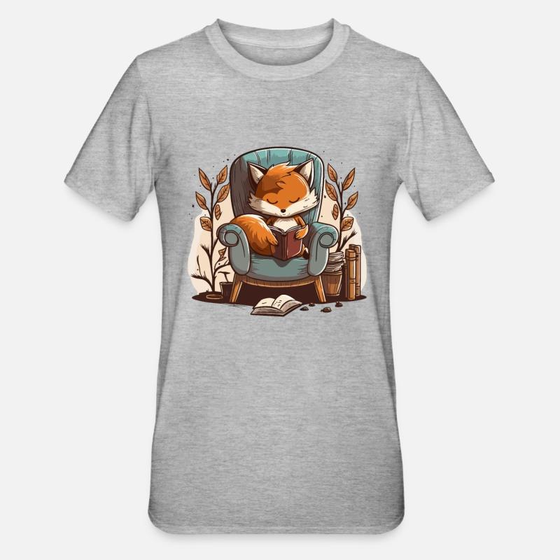 Foxy Reader - T-shirt polycoton Unisexe - gris chiné