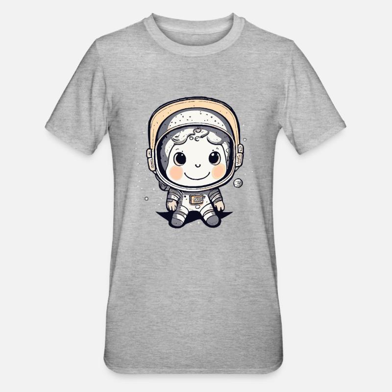 Astronaute mignon #4 - T-shirt polycoton Unisexe - gris chiné