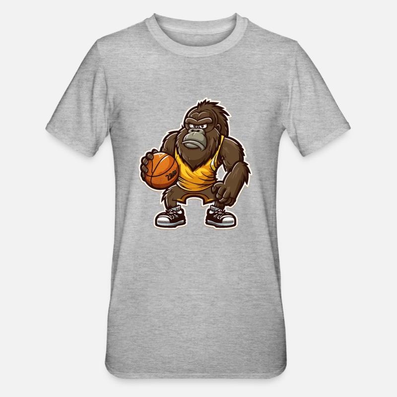 Gorilla Power Forward - Unisex Polycotton T-Shirt - Grau meliert