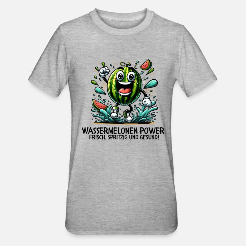 Puissance de la pastèque - T-shirt polycoton Unisexe - gris chiné