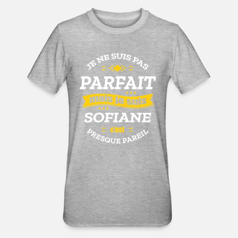 SOFIANE PARFAIT - PRENOM SOFIANE - T-shirt polycoton Unisexe - gris chiné