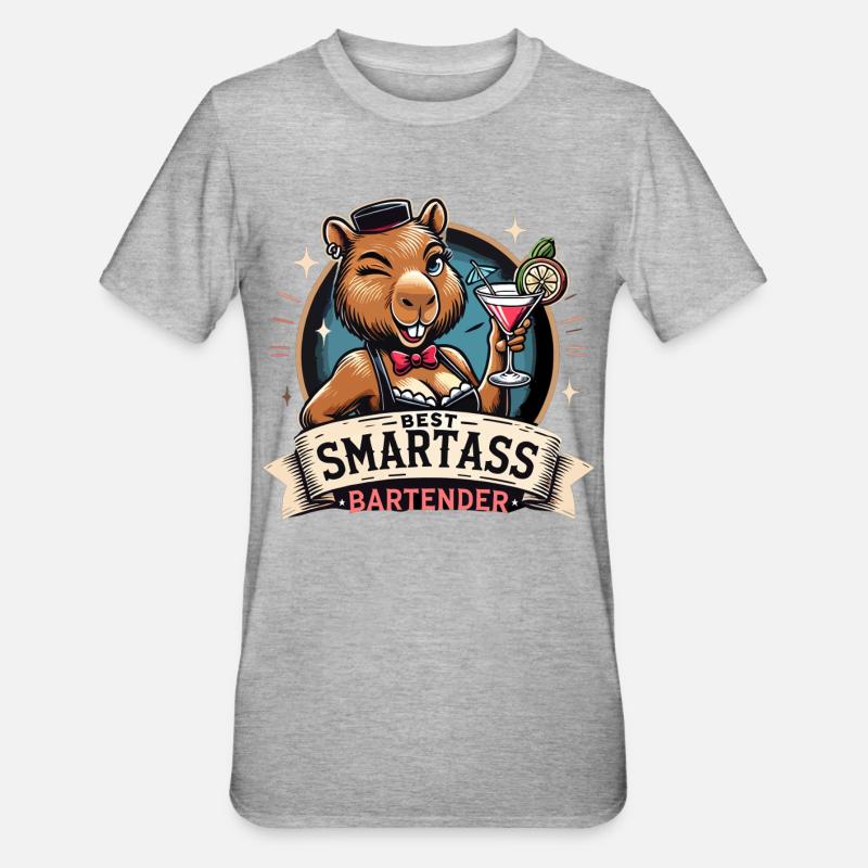 Barman Barmaid Capybara Capy Gift - T-shirt polycoton Unisexe - gris chiné