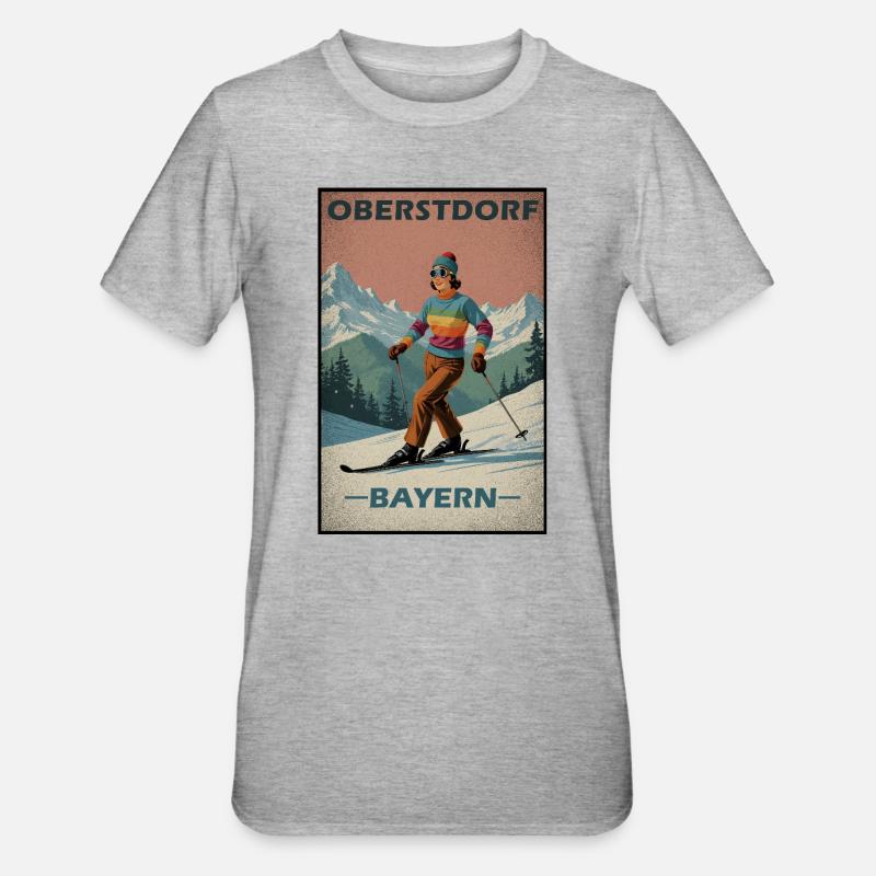 Oberstdorf Ski Alpes - T-shirt polycoton Unisexe - gris chiné