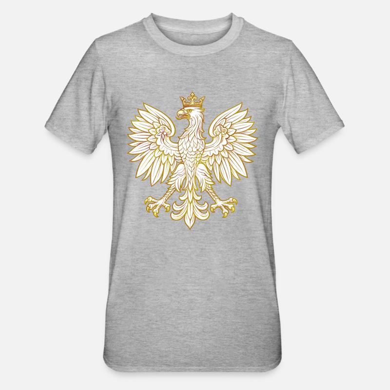 Pologne Polska Aigle drapeau drapeau Cadeau doré - T-shirt polycoton Unisexe - gris chiné