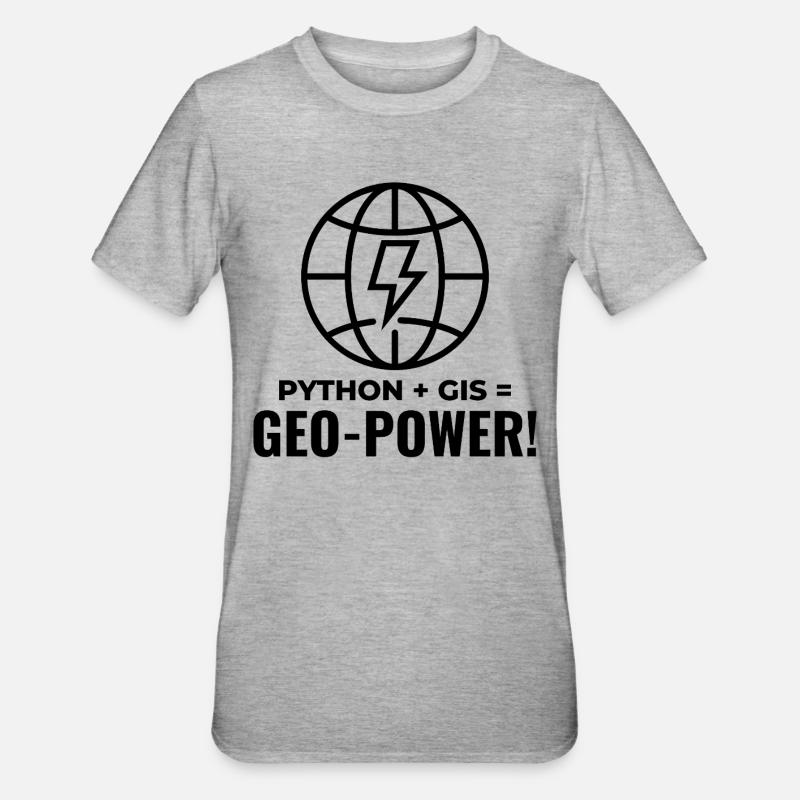 Python SIG Géo-Puissance Programmation Géospatial - T-shirt polycoton Unisexe - gris chiné