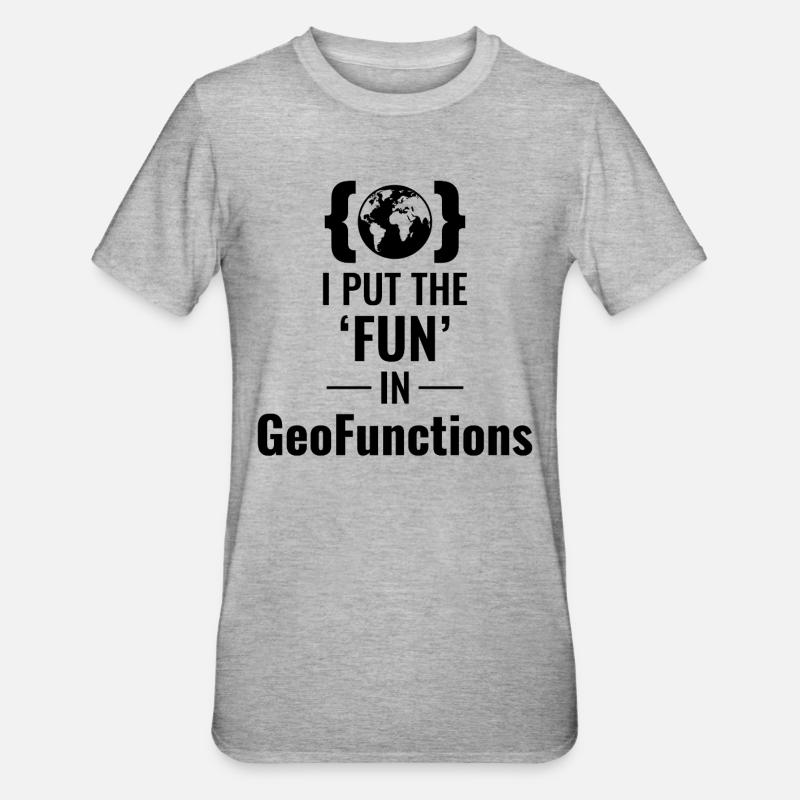 GeoFunctions GIS Programming Developer Fun - Unisex Polycotton T-Shirt - heather grey
