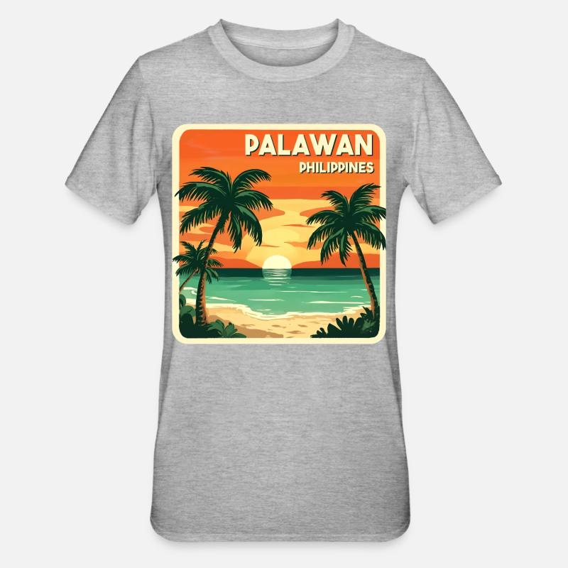 Palawan, Philippines - T-shirt polycoton Unisexe - gris chiné