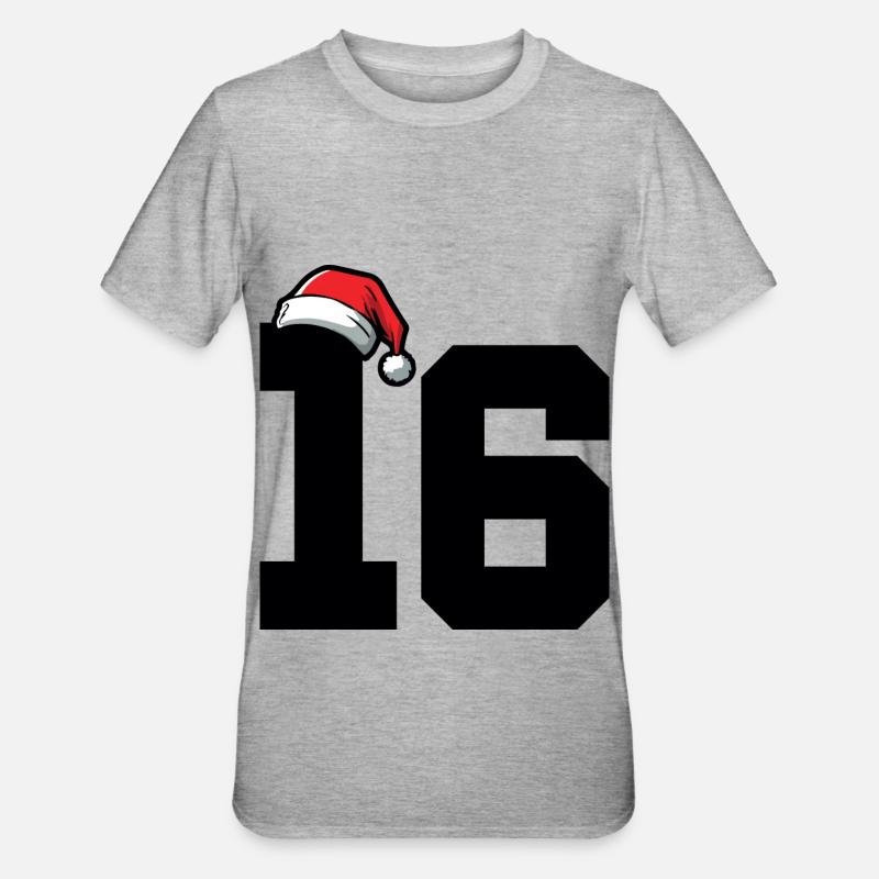 16 Numéro Noël - T-shirt polycoton Unisexe - gris chiné