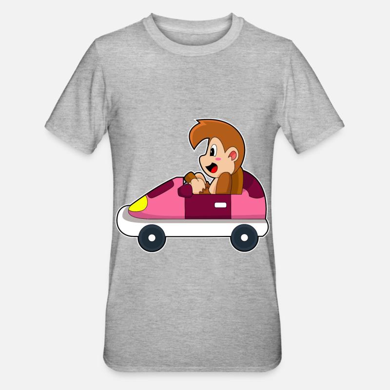 Affe Auto - Unisex Polycotton T-Shirt - Grau meliert