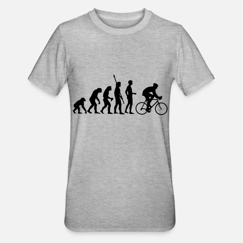 evolution_radfahrer - Unisex Polycotton T-Shirt - Grau meliert