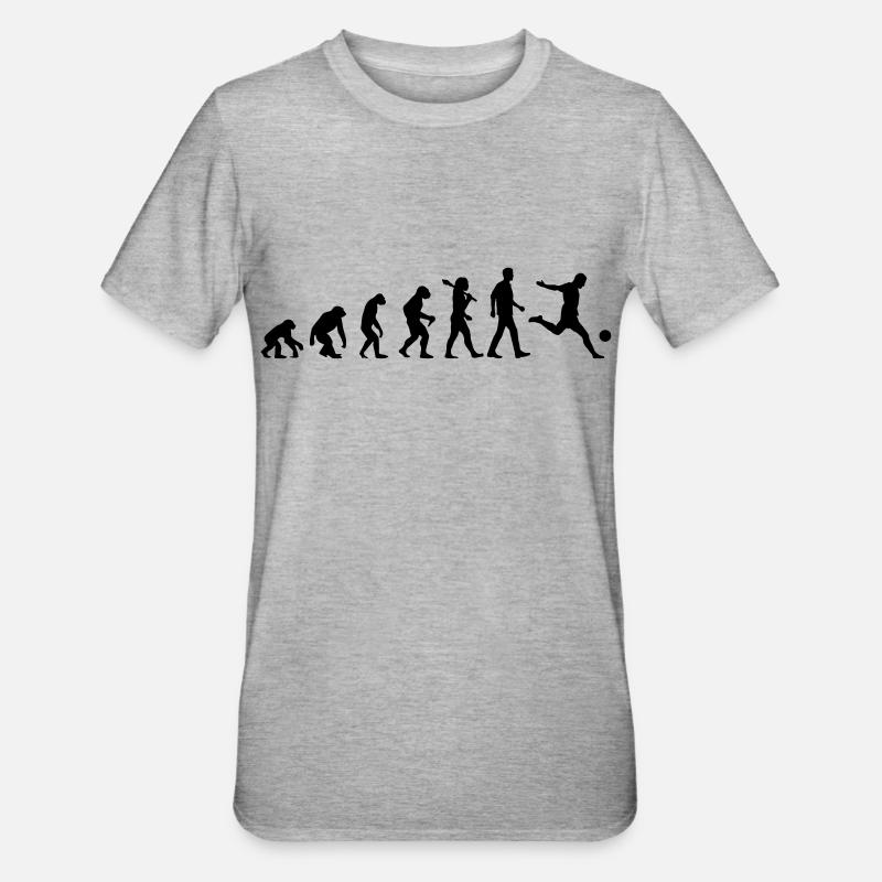 Evolution of Soccer - Unisex Polycotton T-Shirt - Grau meliert