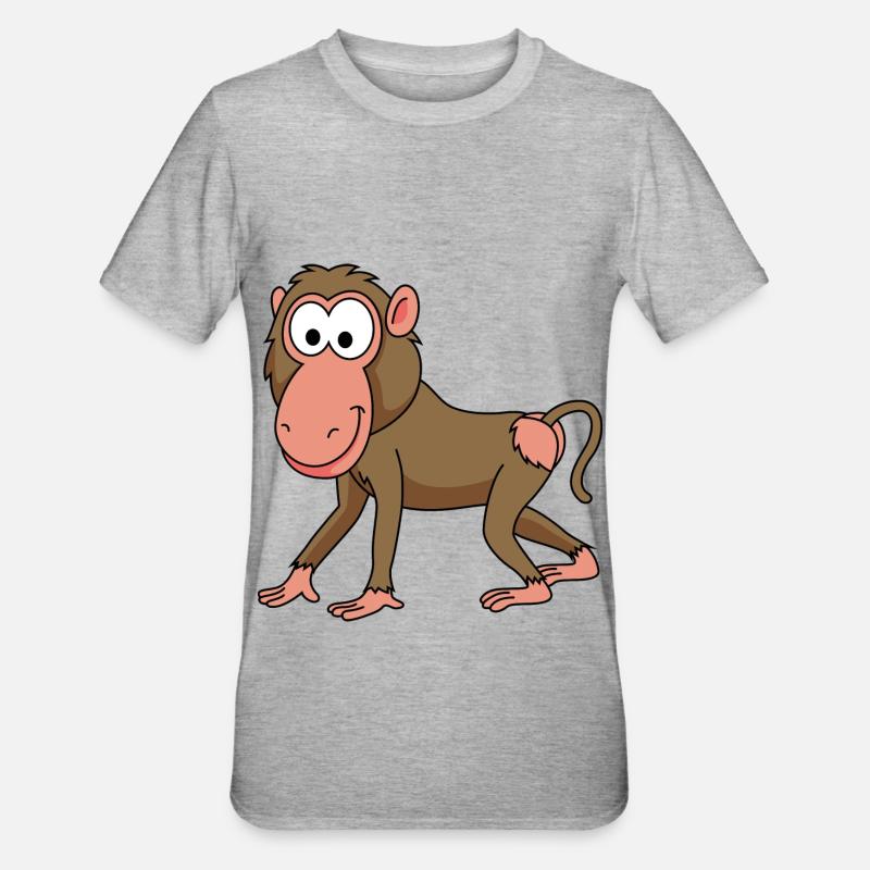 Monkey affe comic - Unisex Polycotton T-Shirt - Grau meliert