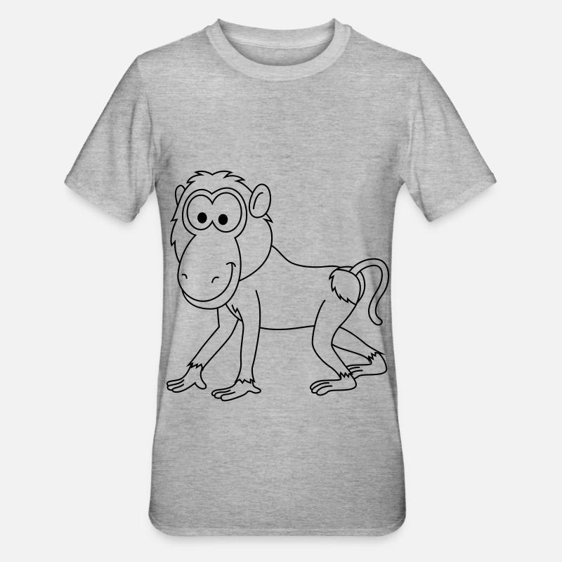 Bande dessinée singe singe - T-shirt polycoton Unisexe - gris chiné