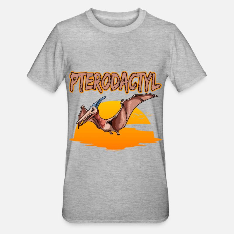 Pterodactyl Pteranodon Peteinosaurus - Unisex Polycotton T-Shirt - Grau meliert