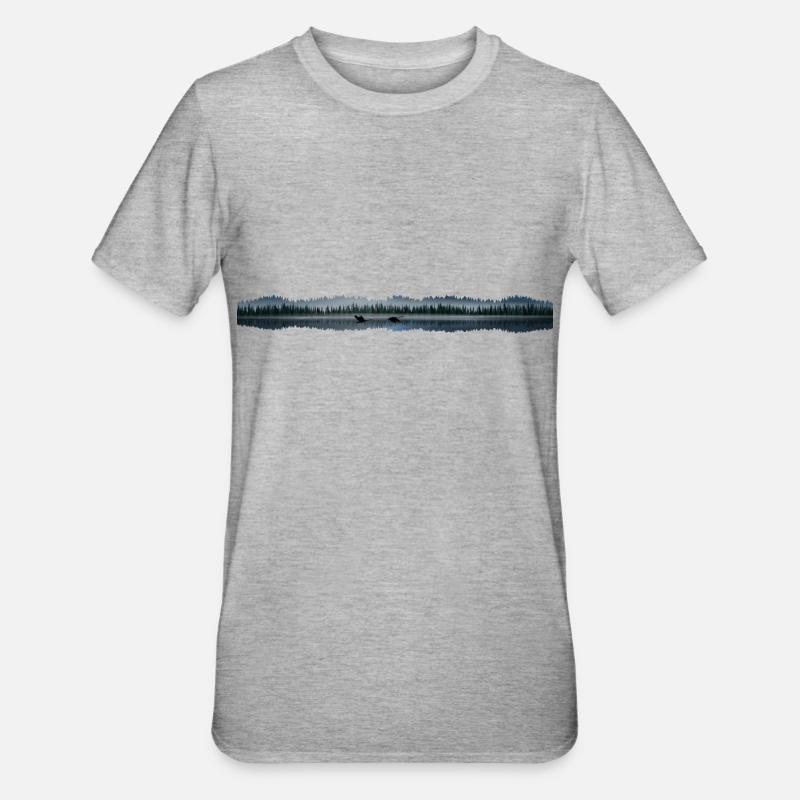 Baum am See Lake Tree - Unisex Polycotton T-Shirt - Grau meliert