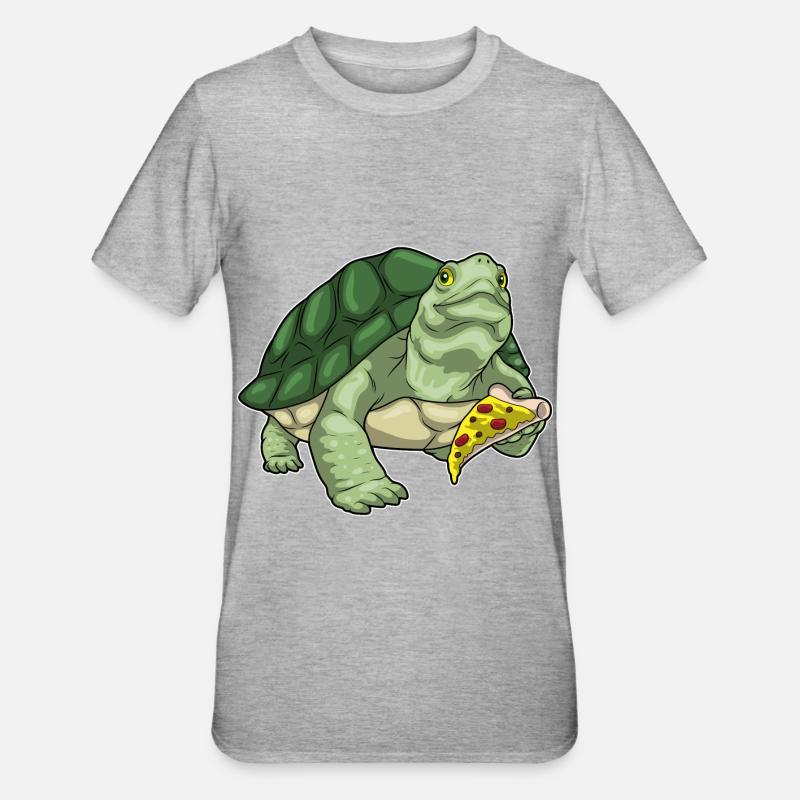 Turtle Pizza - Unisex Polycotton T-Shirt - heather grey