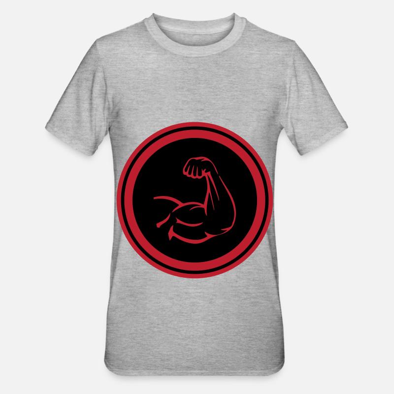 Muscles du bras biceps - T-shirt polycoton Unisexe - gris chiné