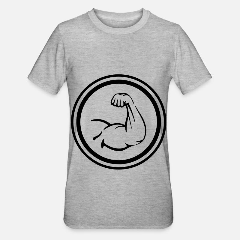 Muscles du bras biceps - T-shirt polycoton Unisexe - gris chiné