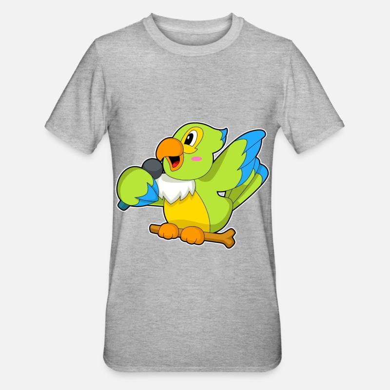 Parrot Singer Microphone - T-shirt polycoton Unisexe - gris chiné