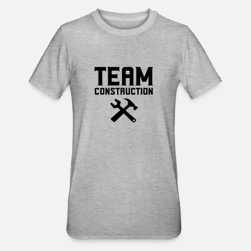 Équipe chantier de construction travaux de construction occupation travailleurs de la construction - T-shirt polycoton Unisexe - gris chiné