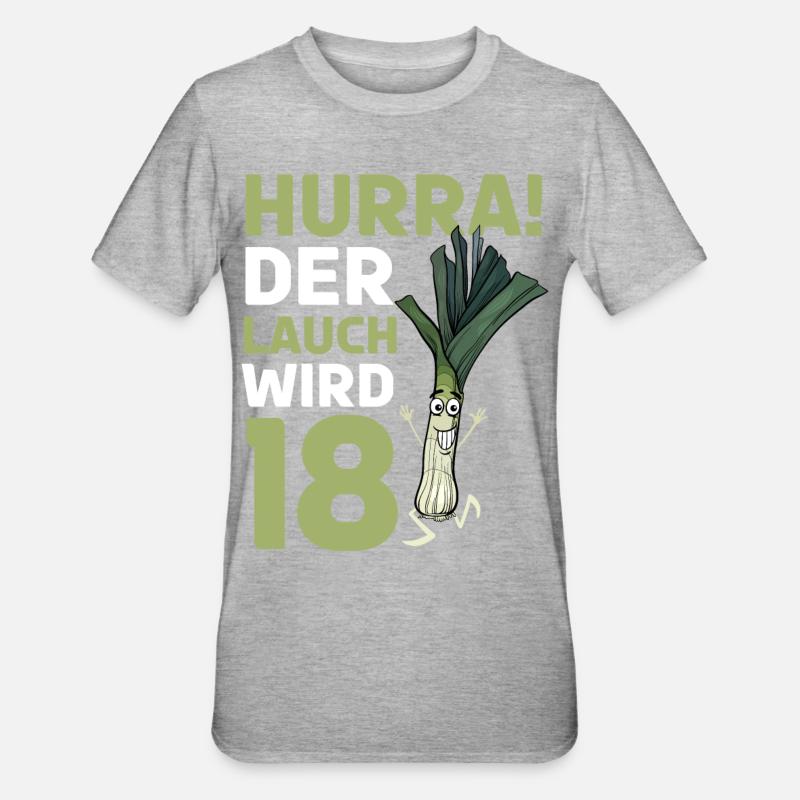 Hurra der Lauch wird 18 - Unisex Polycotton T-Shirt - Grau meliert
