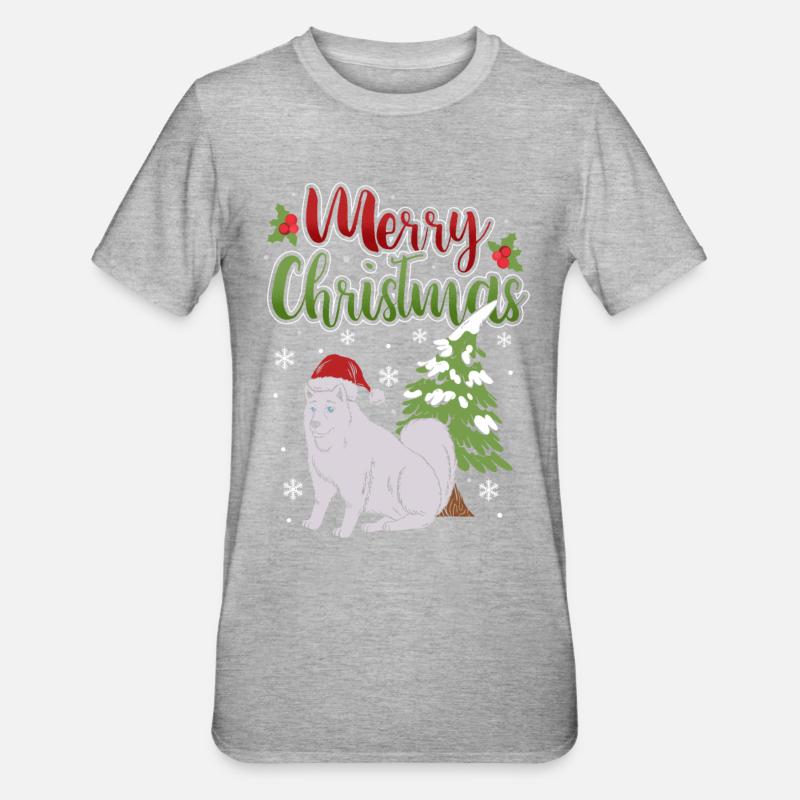Joyeux Noël Samoyède - T-shirt polycoton Unisexe - gris chiné