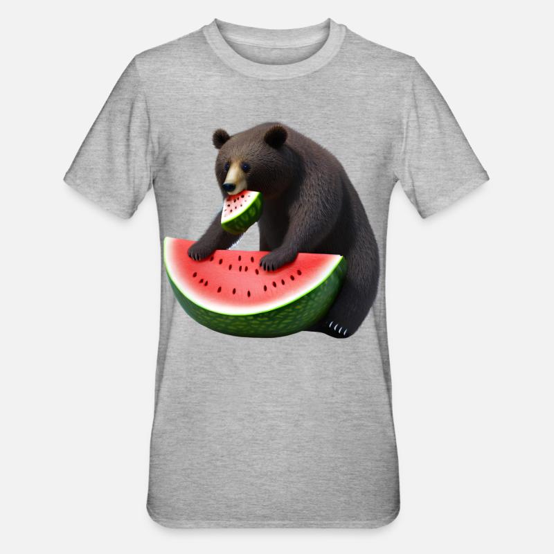 Ours à la pastèque - T-shirt polycoton Unisexe - gris chiné