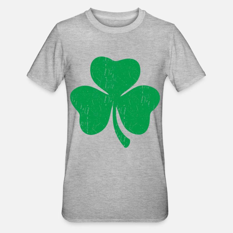 Trèfle vert à trois feuilles - T-shirt polycoton Unisexe - gris chiné