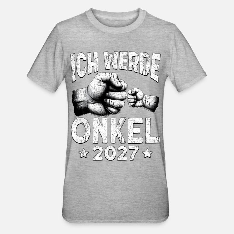 Ich werde Onkel 2027 - Unisex Polycotton T-Shirt - Grau meliert