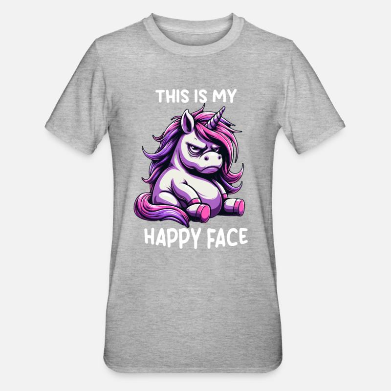 C’est mon visage heureux - T-shirt polycoton Unisexe - gris chiné