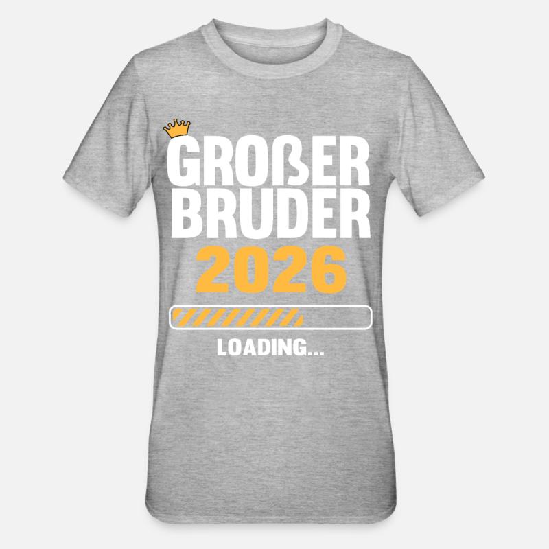 Großer Bruder 2026 Loading - Unisex Polycotton T-Shirt - Grau meliert