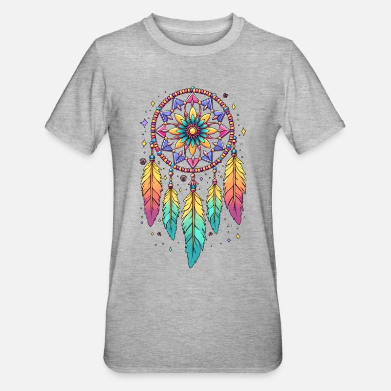 Attrape-rêves boho - T-shirt polycoton Unisexe - gris chiné