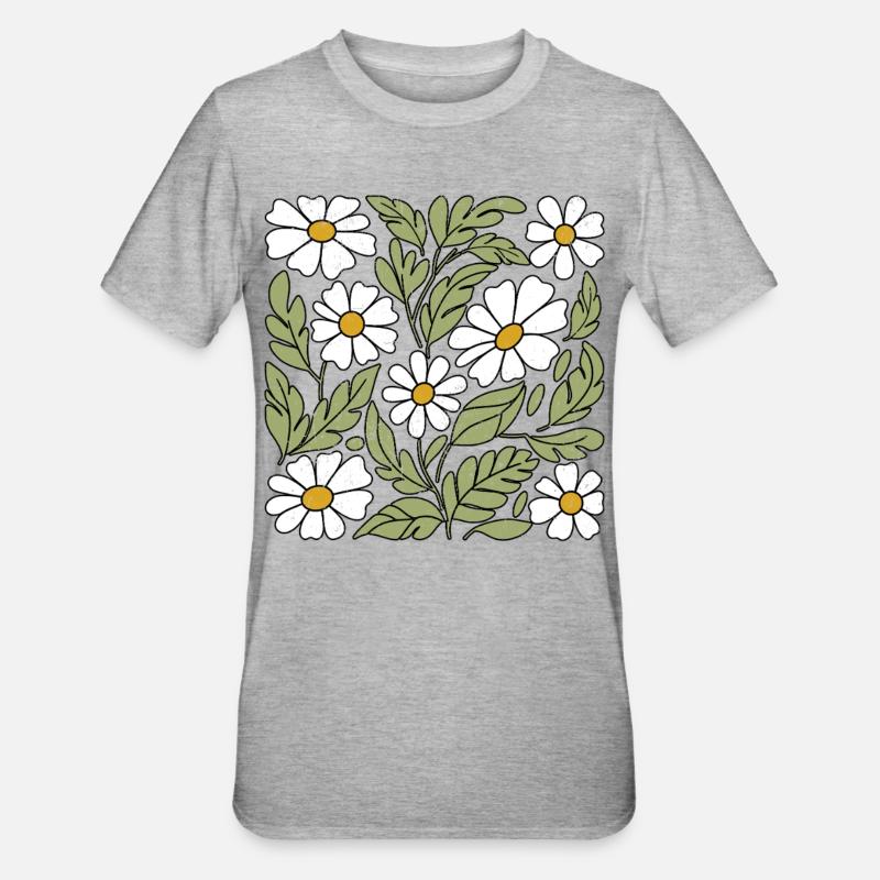 Gänseblümchen Blumen - Unisex Polycotton T-Shirt - Grau meliert